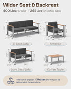 Aluminum Patio Furniture Set, 5 Seats Outdoor Patio Conversation Sets - Image 6