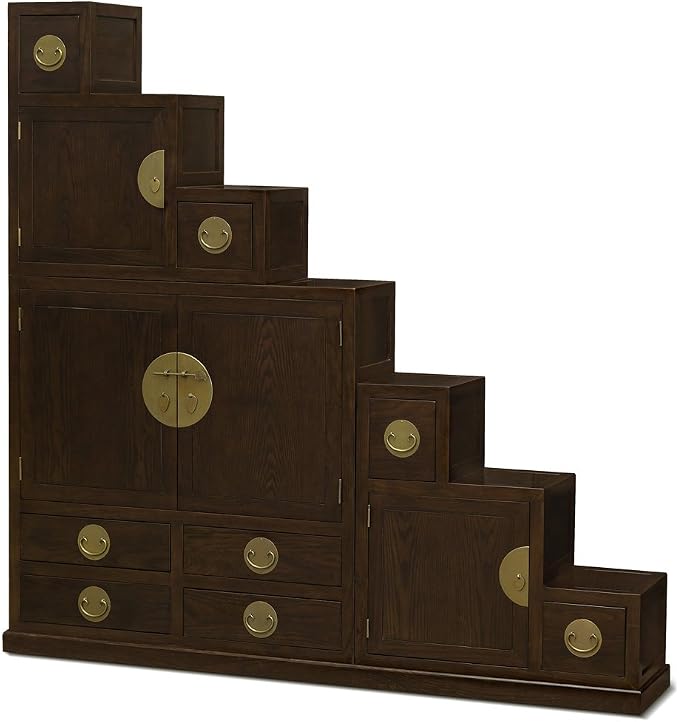 Dark Espresso Elmwood Ming Style Asian Step Tansu by ChinaFurnitureOnline