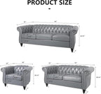 AVZEAR Chesterfield Loveseat, Mid-Century PU Upholstered Loveseat Sofa Modern 2 - Image 2