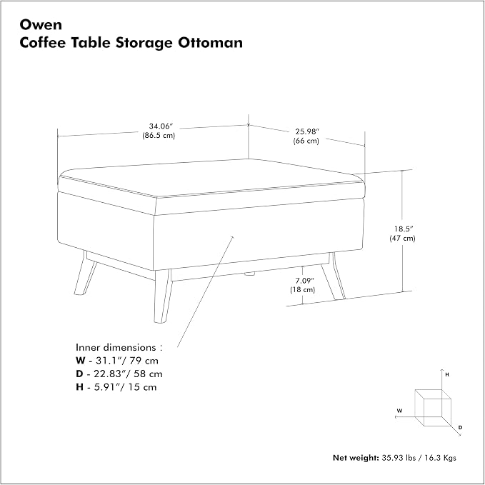 SIMPLIHOME Owen Coffee Table Storage Ottoman - Image 14