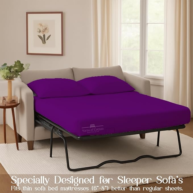 Sleeper Sofa Bed Sheet, 100% Cotton 400 Thread Count, 4 Piece Set, Deep Pocket - Image 3