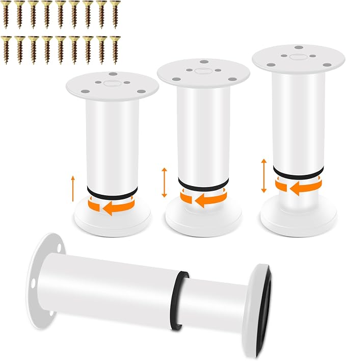 4 Pcs Adjustable Height Furniture Legs 4.72-7.48 inch, Metal Adjustable by Yoposeo