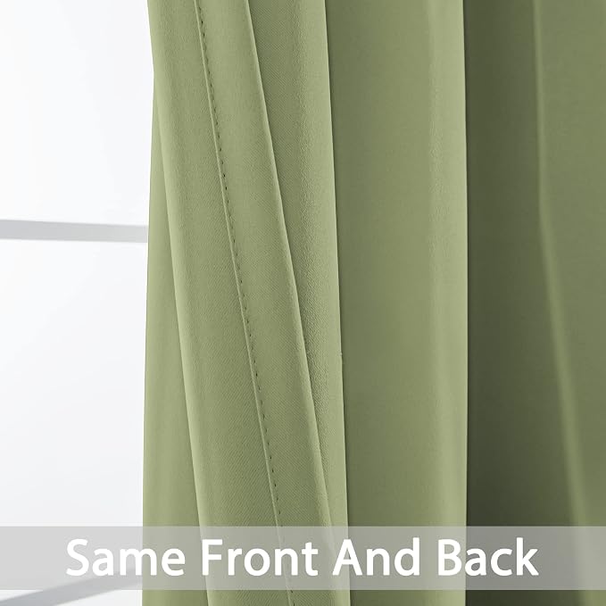 Yakamok Room Darkening Curtains 52x108 inch Length Sage Green-Living Room | 2 - Image 5