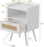 SUPERJARE Nightstands with Charging Station, Bedside Table Set of 2 with PE - Image 3