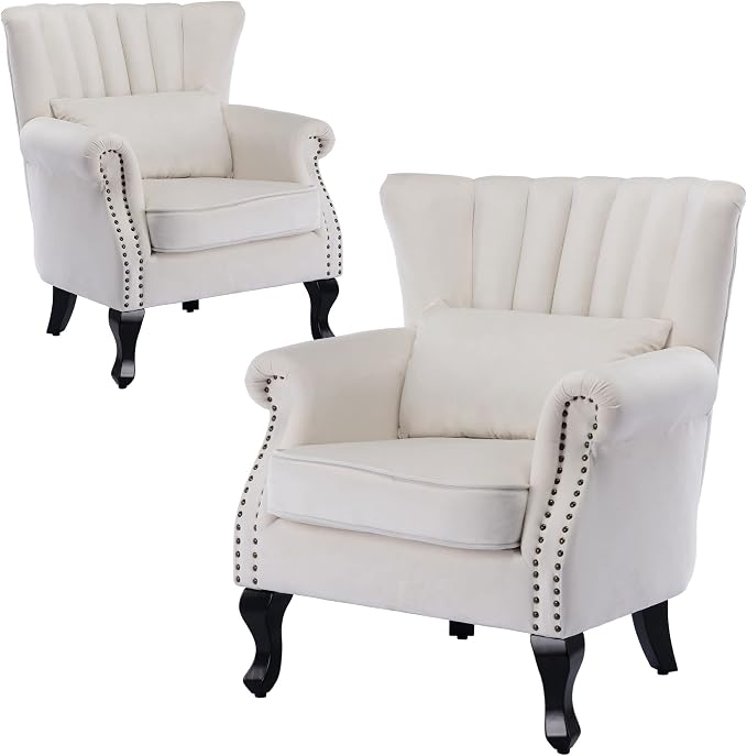 Velvet Accent Chairs Set of 2 by DMFurniture