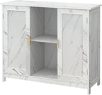 TaoHFE Marble Top Narrow Sideboard Cabinet, Modern White Marble Side Buffet - Image 8