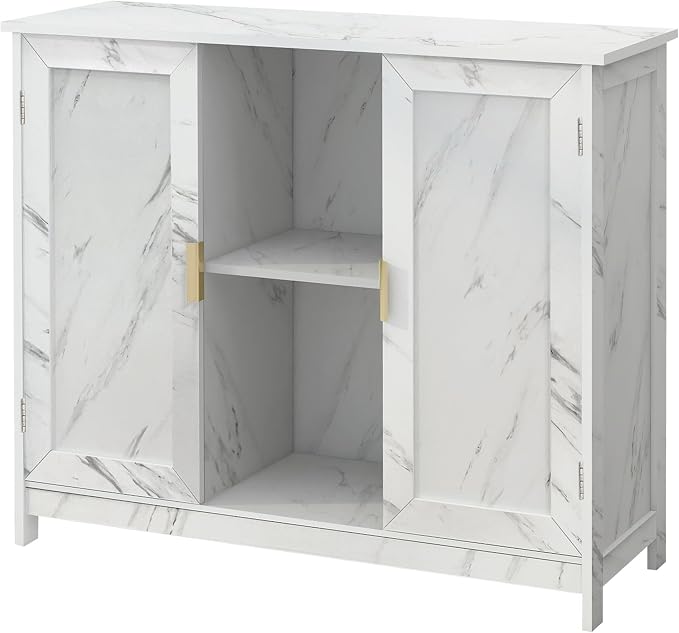 TaoHFE Marble Top Narrow Sideboard Cabinet, Modern White Marble Side Buffet - Image 8