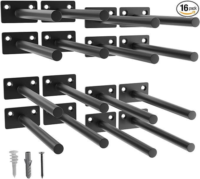 LEOPO Black 16 Pack-6 inch Floating Shelf Brackets, Hidden Shelf Bracket by FinestHomeDecor