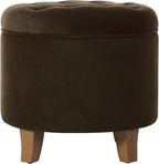 Homepop Home Decor | Upholstered Round Velvet Tufted Foot Rest Ottoman | Ottoman - Image 5