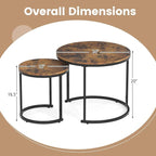 Giantex Nesting Coffee Table Set of 2, Round Stacking Side Tables w/Wooden - Image 2
