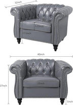 Living Room Chair, Modern Leather Chesterfield Sofa Chair, Mid Century Single - Image 2