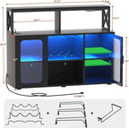 Aheaplus Bar Cabinet with Power Outlets, Liquor Cabinet with Led Lights and - Image 2
