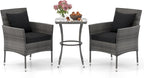 Tangkula 3-Piece Patio Furniture Set, PE Wicker Conversation Bistro Set w/A by TANGKULA