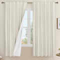 100% Blackout Natural Polyester Curtains, 68 Inches Linen Textured Thermal by LAMIT