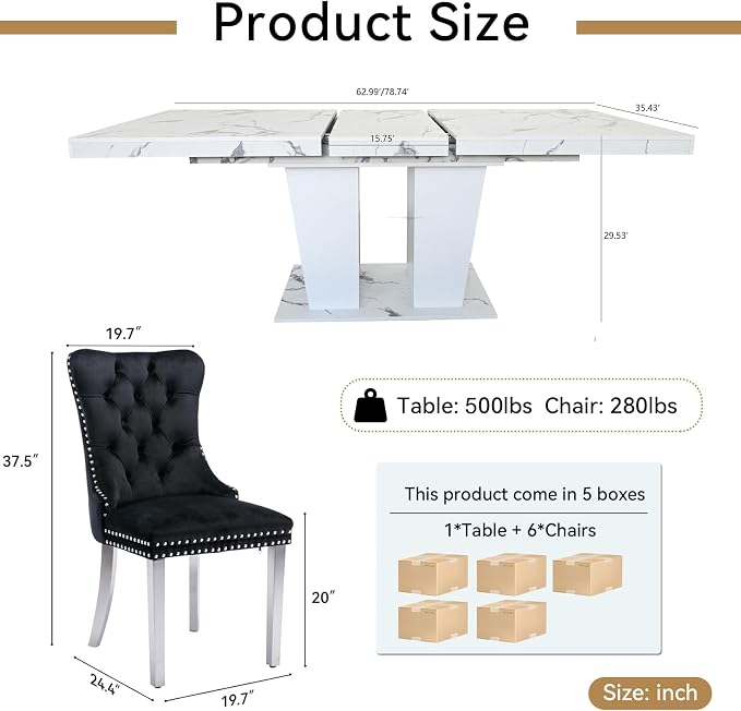 Henf 7 Piece Extendable Dining Room Table Set - Image 4