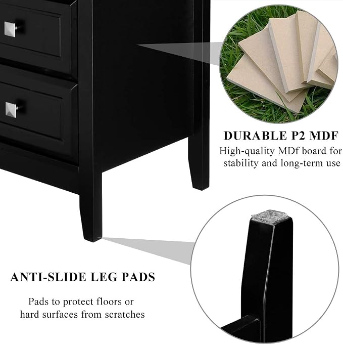 Bonnlo Upgraded Black Nightstand - Image 5