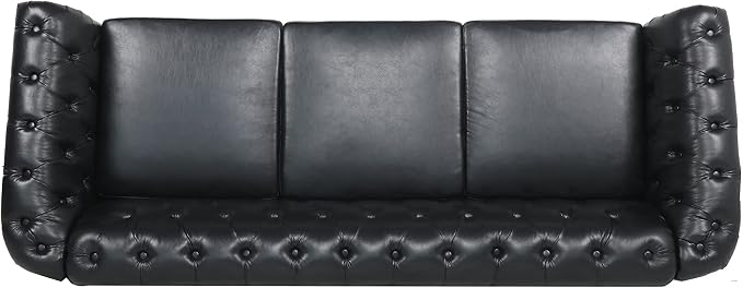 LEVNARY Chesterfield Sofa, Classic Tufted Upholstered Leather Couch, Modern 3 - Image 3