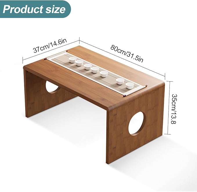 Foldable Japanese Floor Table Low Bamboo Table - Image 3
