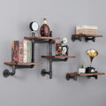 Industrial Floating Pipe Wall Shelves Rustic Wood Shelving, 5 Layer Pipe Design by SSSFurniture