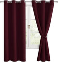Blackout Curtains for Bedroom, 38 x 63 Inches Length, Burgundy | Thermal by Hiasan