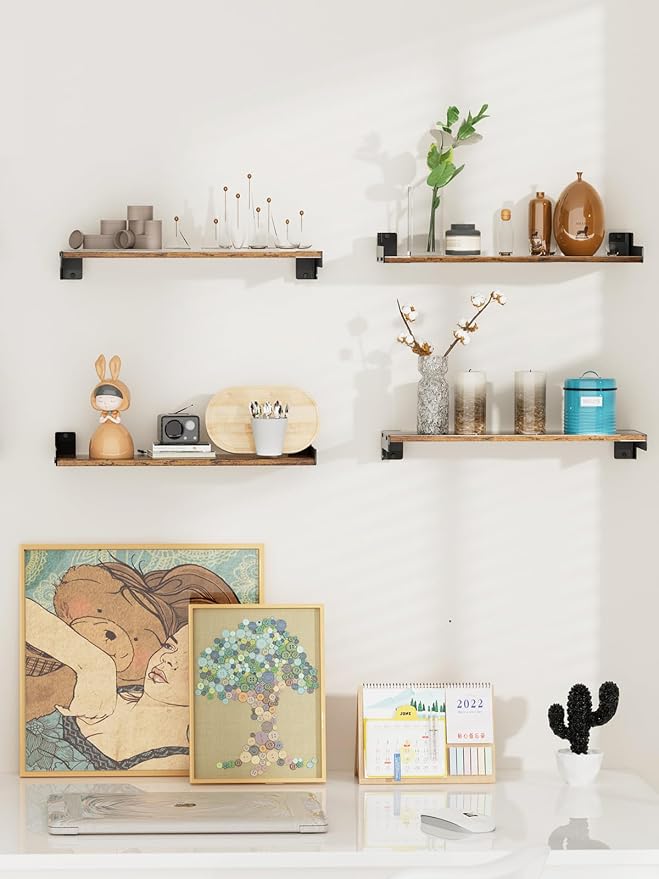 Floating Shelves for Wall, Shelves for Decor Storage Set of 6, Wall Mounted - Image 7