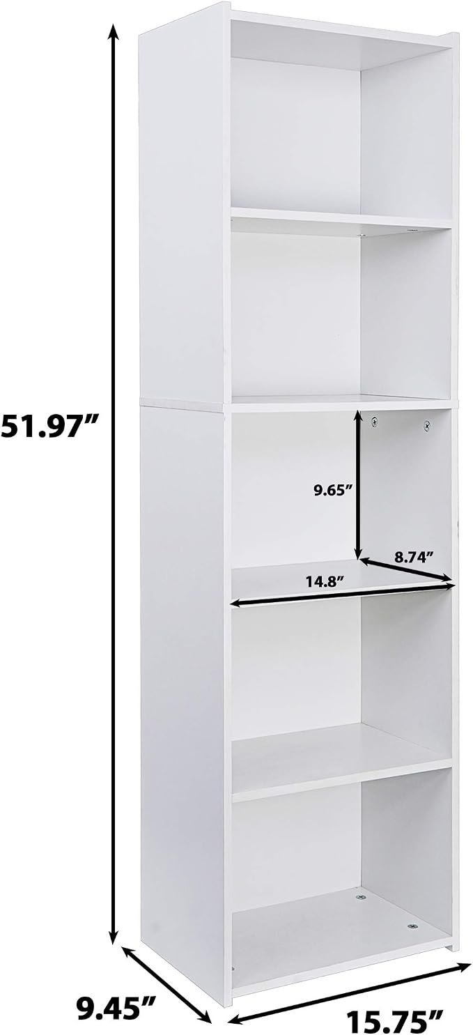 5 Tier Open Bookshelf, 52 Inch Bookcase Storage Rack - Image 2