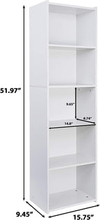 5 Tier Open Bookshelf, 52 Inch Bookcase Storage Rack - Image 2