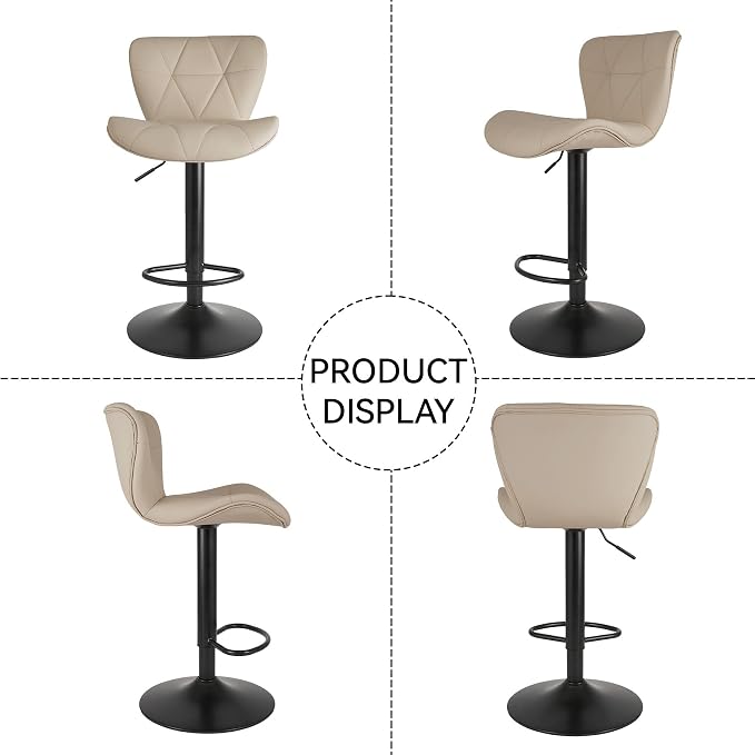 Nalupatio Modern Bar Stools Set of 2, Adjustable Faux Leather Upholstered - Image 7