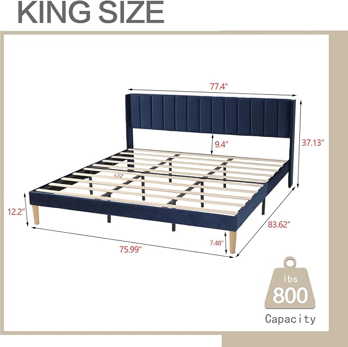 AGARTT Upholstered Platform Bed Frame King Size - Image 2