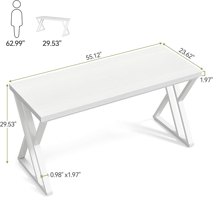 LITTLE TREE 55 Inch Large Simple Industrial Computer Desk Study Writing Table - Image 3