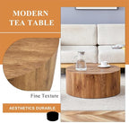 Round Coffee Table, 23.6" Modern Wood Drum Coffee Table, Round Accent Center - Image 6