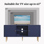 ARTPOWER 55” Fluted TV Stand, Mid Century Modern Blue TV Stand - Image 3