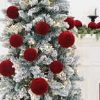 18PCS Red Velvet Christmas Ornaments,3.15IN Burgundy Christmas Ornaments - Image 5