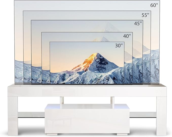 VINGLI 51'' LED TV Stand, High Glossy Modern Entertainment Center - Image 7