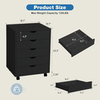 OLIXIS 5 Drawer Mobile File Cabinet Under Desk Storage Organization - Image 3