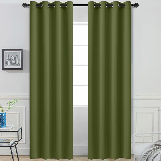 Yakamok Room Darkening Curtains 52x96 inch Length Olive Green-Living Room | 2 by Yakamok