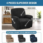 H.VERSAILTEX Velvet Stretch Recliner Couch Covers 4-Pieces Style Recliner Chair - Image 2