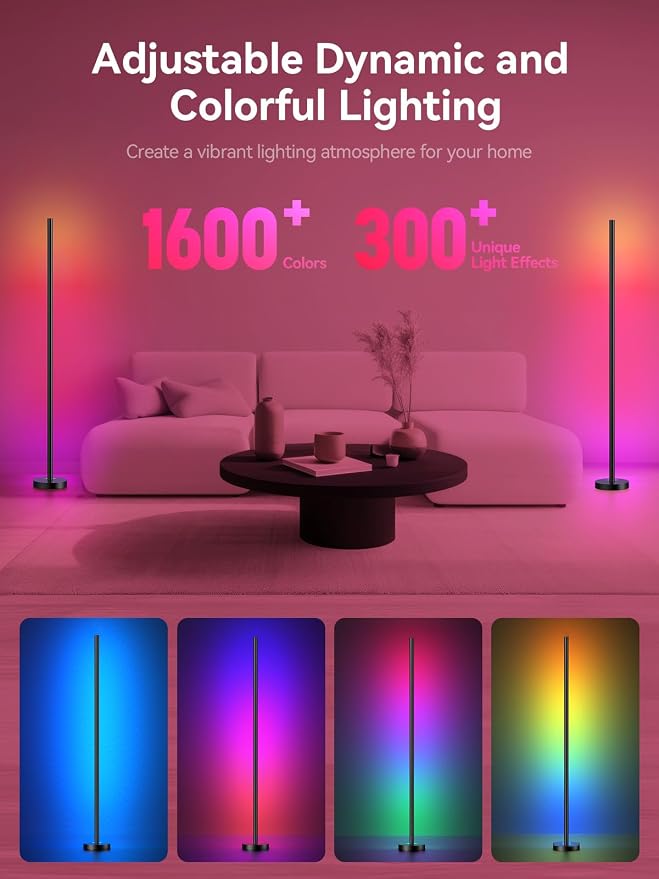 OIYN Smart RGBICW LED Corner Floor Lamp 2 Pack - Image 2