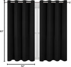 Black Blackout Curtains 52 x 63 Inch Length/Set of 2 Curtain Panels/Thermal - Image 10