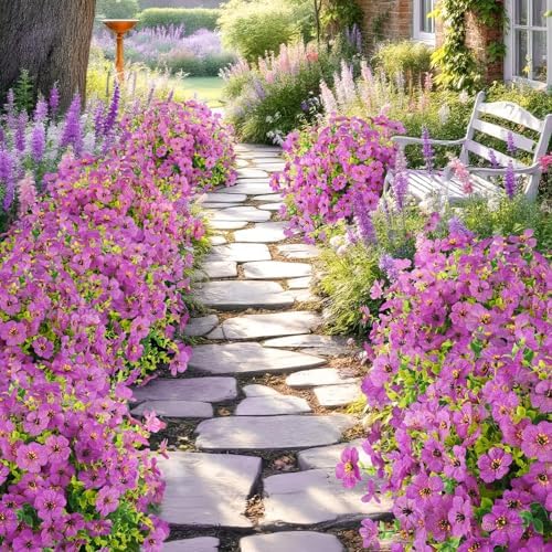 ATTGREAT Artificial Flowers for Outdoors UV Resistant, 24 Bundles(Purple) - Image 5