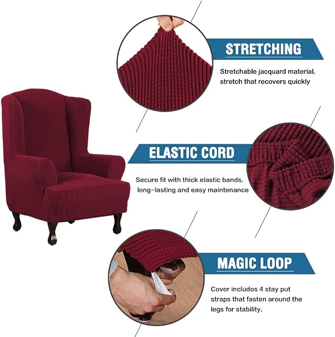 H.VERSAILTEX Wing Chair Slipcover Chair Covers - Image 3