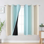 Aqua and Beige Ombre Blackout Curtains - Image 2