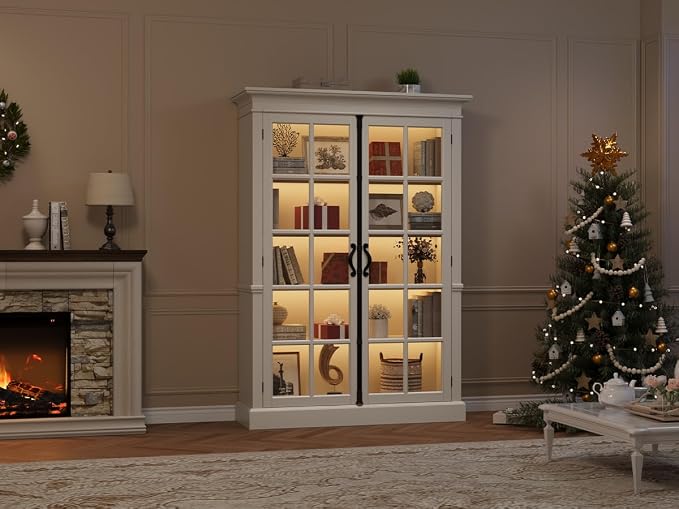 QUW Modern 65" Display Cabinet, 5-Tier Bookcase - Image 9