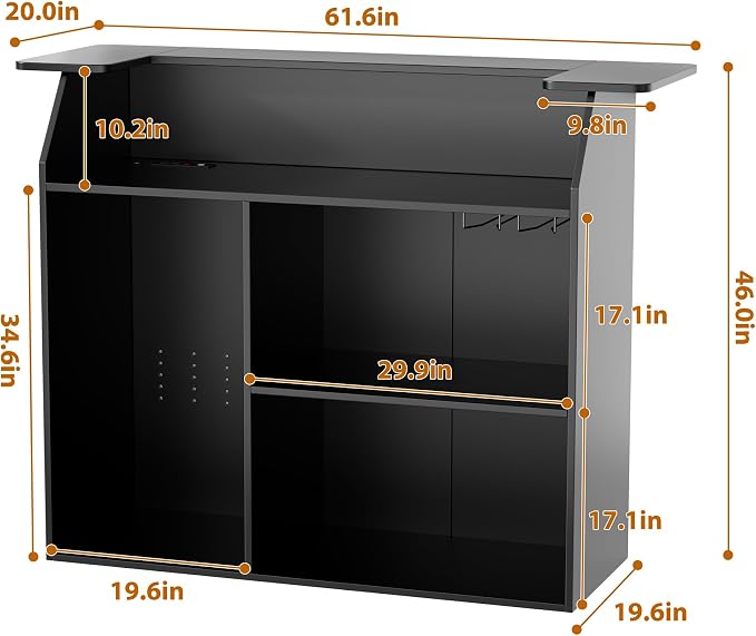 L-Shaped Home Bar Unit with Power Outlet, 4-Tier Corner Liquor Bar Cabinet with - Image 2