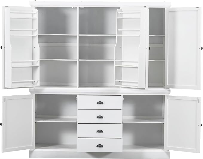 VilroCaz Freestanding Large Kitchen Pantry, Wooden Kitchen Organizers and - Image 4