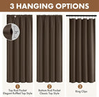 MIULEE 84 Inch Length Chocolate Brown Blackout Bedroom Curtains Set of 4 | - Image 3