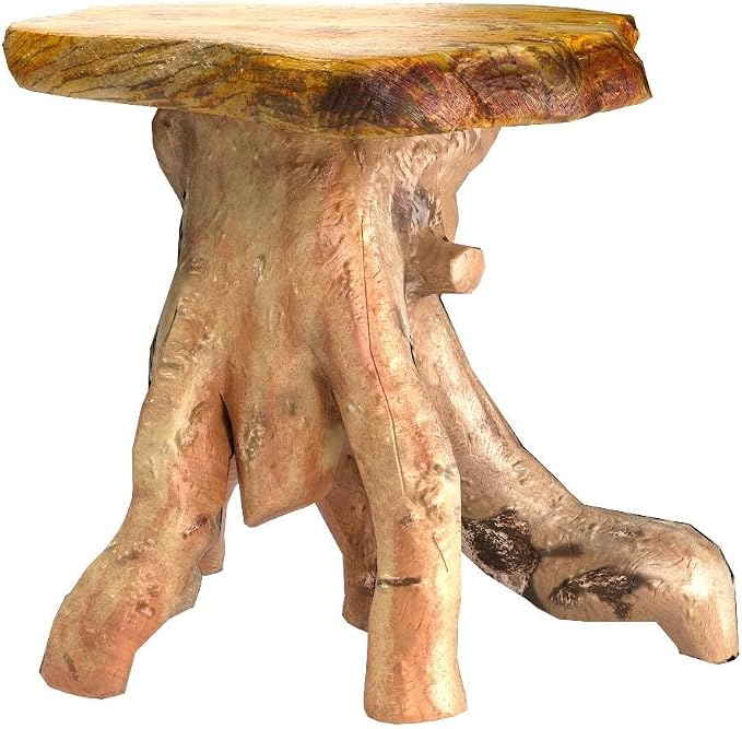 WELLAND Natural Tree Stump Stool, Live Edge End Table, Natural Edge Accent Table - Image 5
