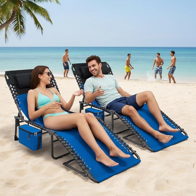 Outdoor Chaise Lounge Chair, Folding Tanning Chair by GarveeLife