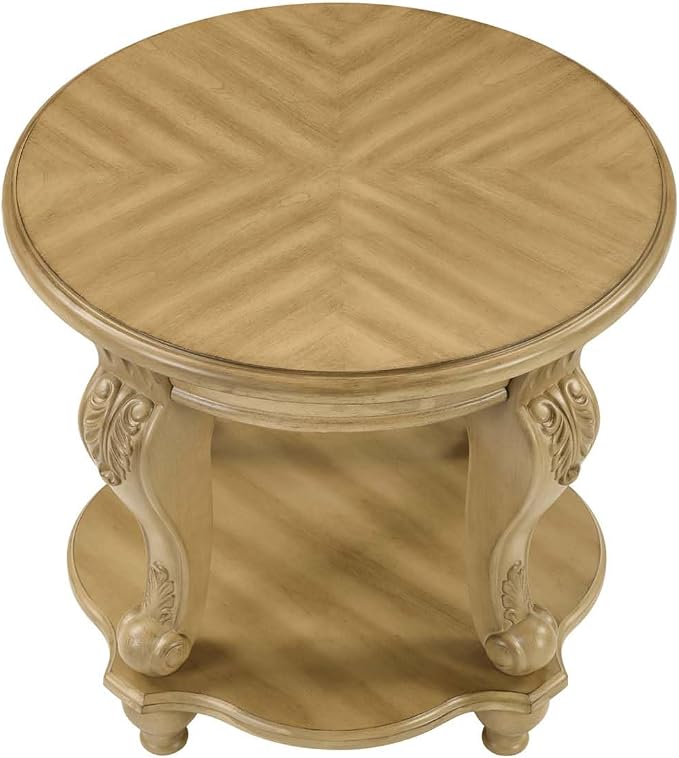 Round End Table for Living Room, Solid Wood Sofa Side Table - Image 7
