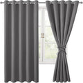 Grommet Blackout Curtains for Bedroom, 60 x 72 Inches, Light Grey | Thermal by Hiasan